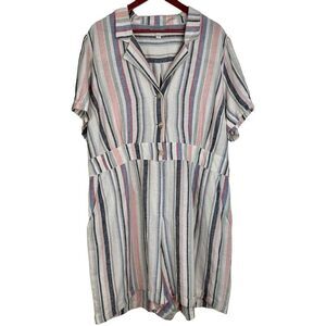 Cato Colorful Striped Romper w Pockets Womens 22/24W Casual Summer Girlcore